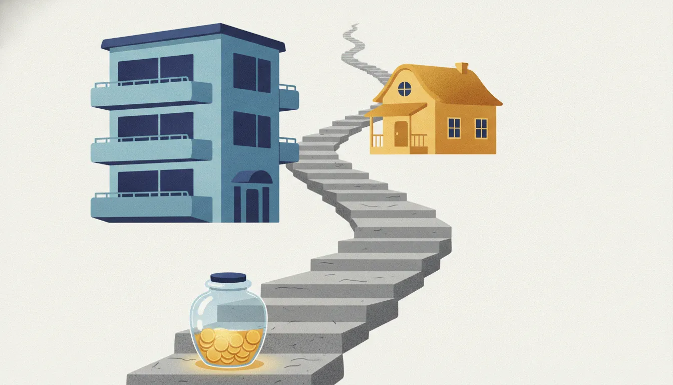 Editorial illustration for Does Rising Rent Make It Harder to Save for a Home?.
