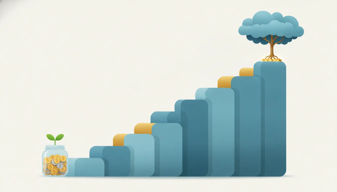 Editorial illustration for Small Savings, Long Time: Why Compounding Starts Slow.