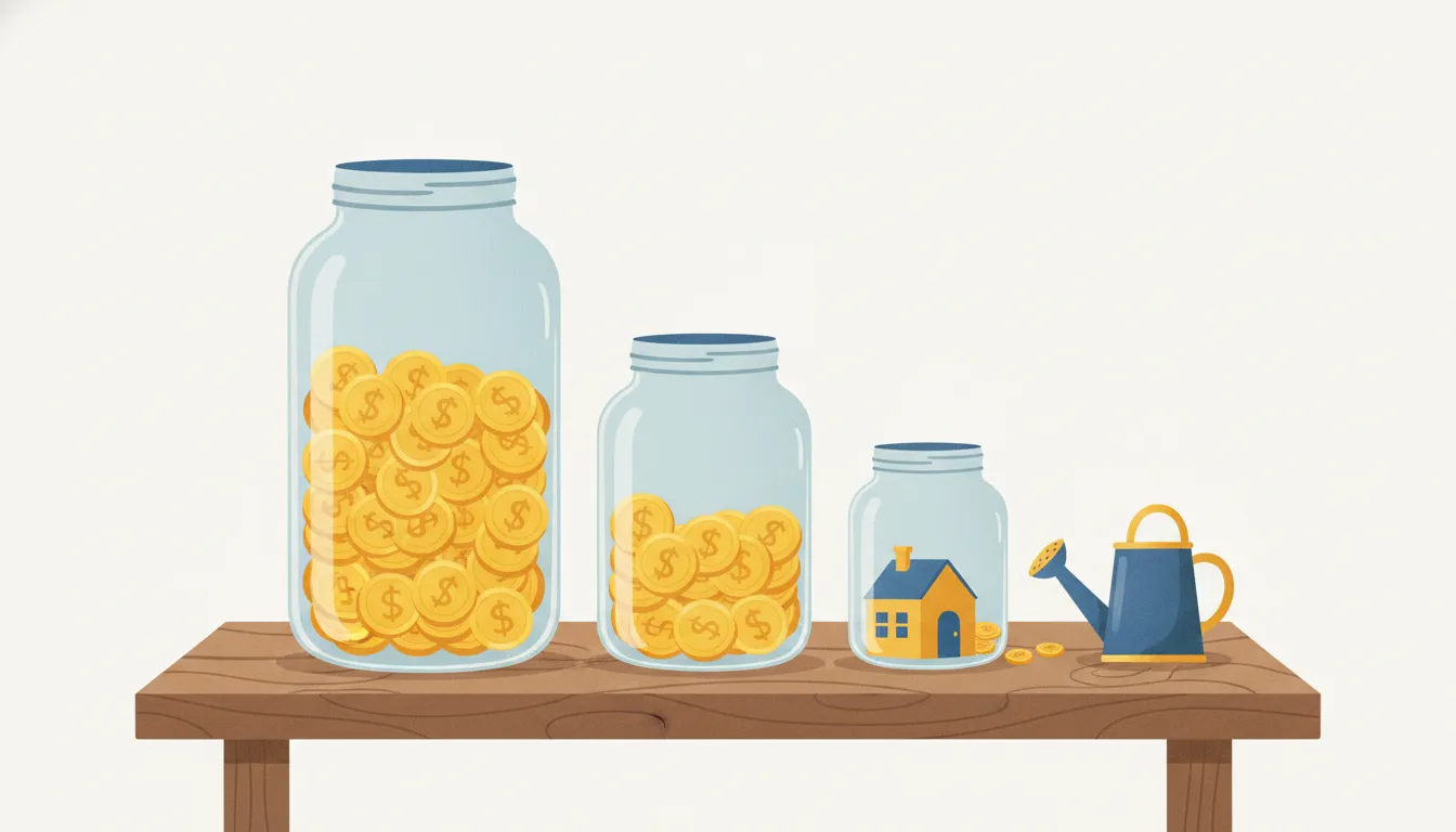 Editorial illustration for Sorting Take-Home Pay into Needs, Wants and Savings.